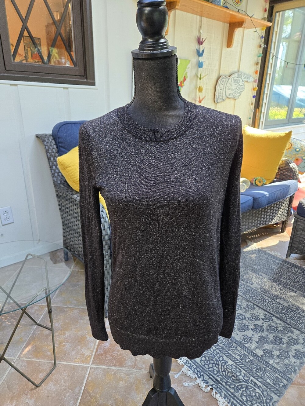 Joe Fresh Sparkle Metallic Black Sweater - Size Large, Fits Like A Medium